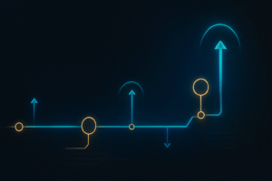 Chart showing arrows going up, like AI Transcription accuracy