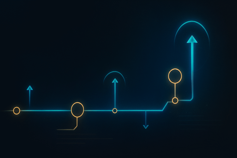 Chart showing arrows going up, like AI Transcription accuracy
